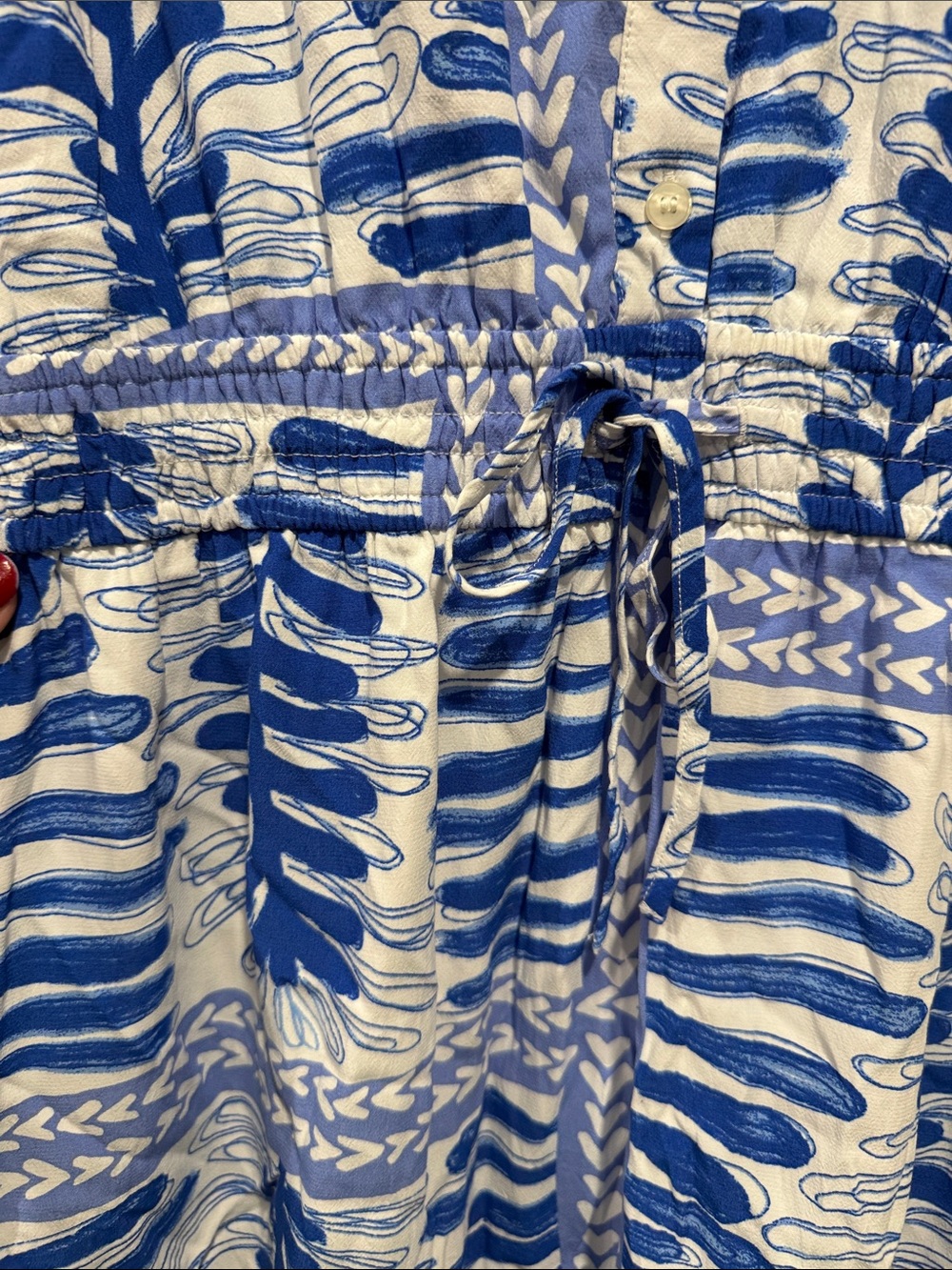 LOFT Blue & White Summer Tie-Waist Dress - Picture 5 of 9